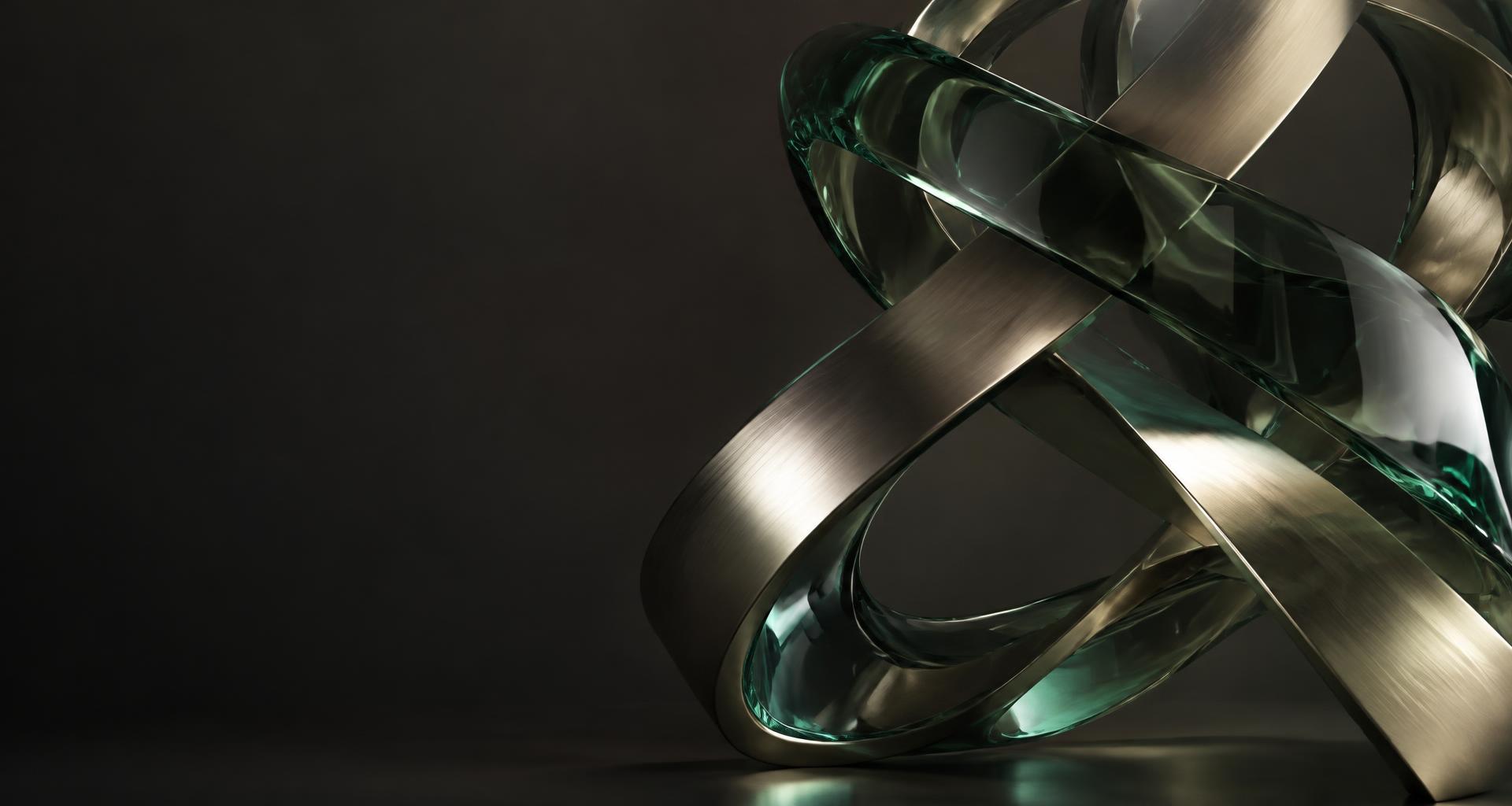 Escultura digital em titânio e vidro esmeralda